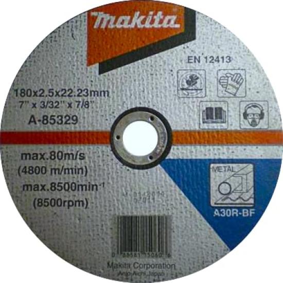 Makita Disc Grinder Cutting Wheels for Set of 180mm Outer Diameter X Hole Blades, Metalwork, 5, 2.5mm Thickness, 22.23mm Diameter, A-85329 [Used]