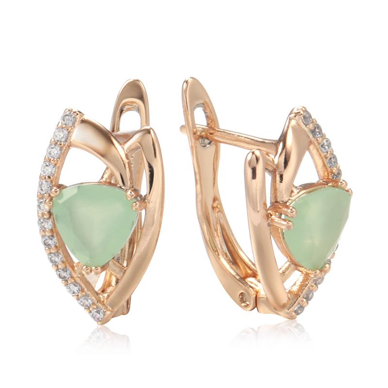 

Женские серьги-капли Kinel с опалом и зеленым цирконом, ювелирные украшения цвета розового золота розового золота