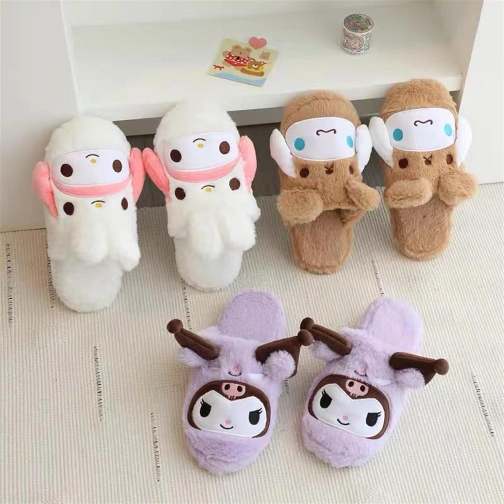 My Cotton Room Cold Stylish My Kuromi, Melody, Cinnamoroll, Slippers, Shoes, Autumn, Winter, Fluffy, Indoor, Toilet, Protection, Quiet, Warm, Women's,