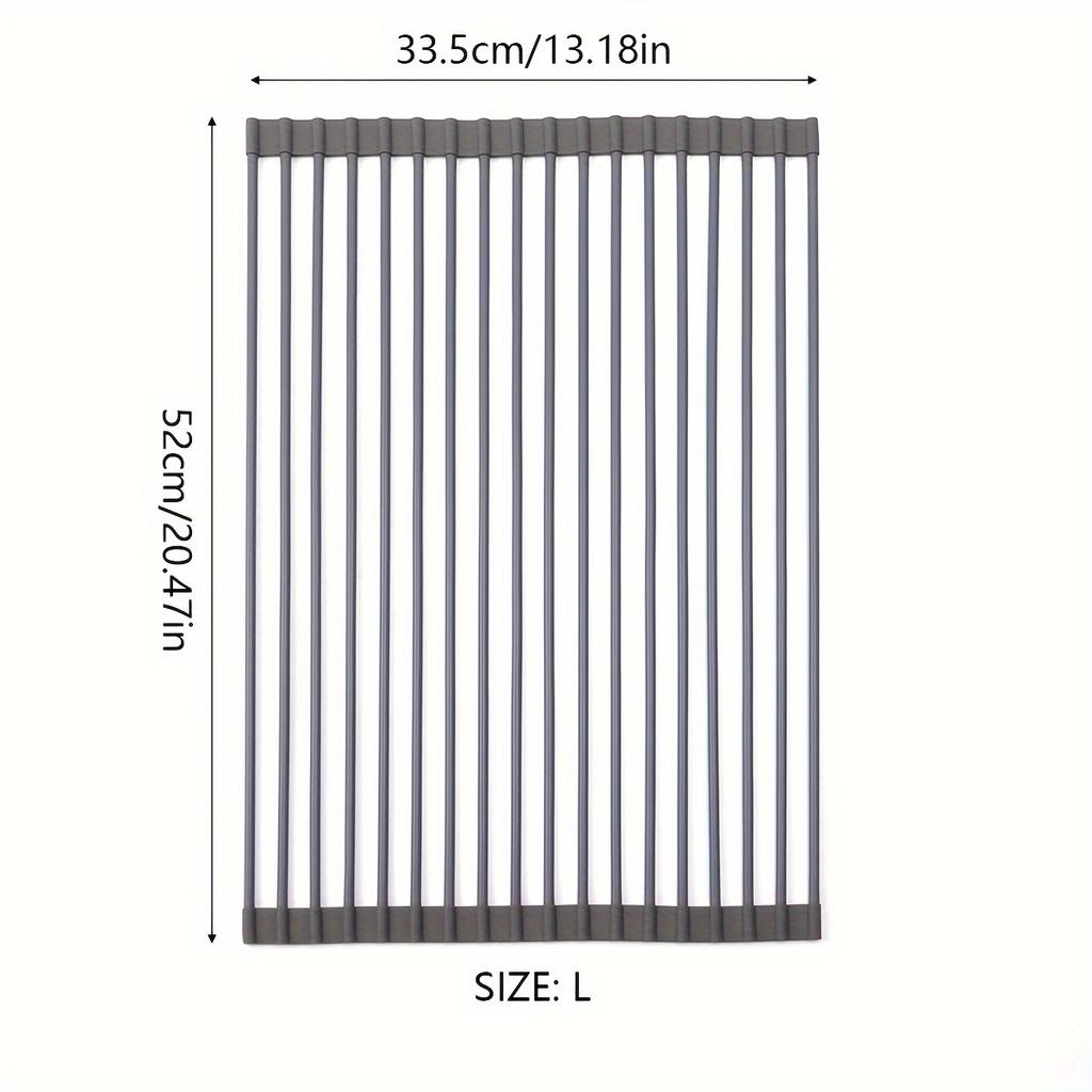 Silicone Drain Rack, Foldable Kitchen Sink Draining Rack for Vegetables And Dishes, Large Roll-up Folding Draining Rack with Heat Insulation Pad