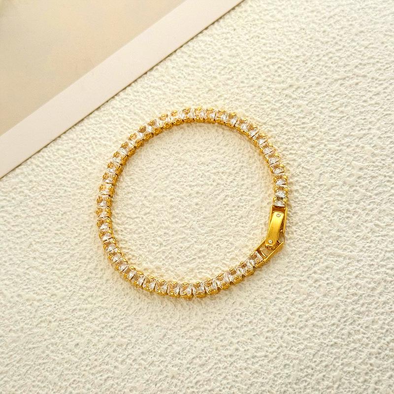 Европейский и американский модный браслет с цирконами - Позолоченный 18 карат, Роскошный и универсальный