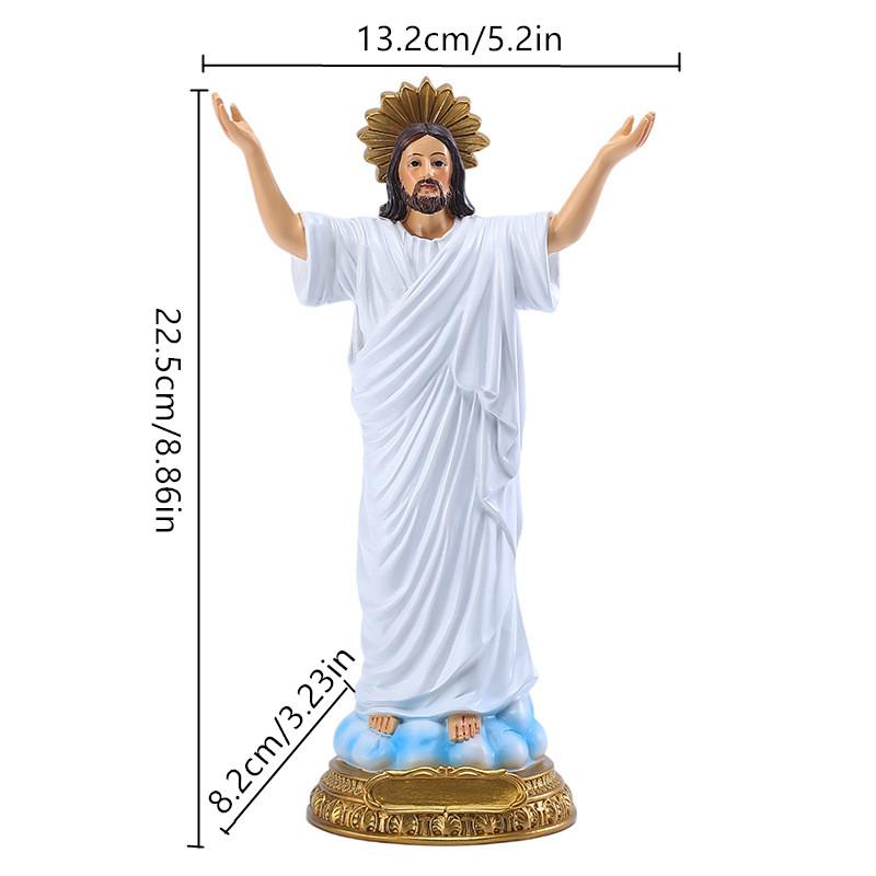 Risen Decor Jesus Christ Statue The Resurrection Figurine Home Decoration Christian Saint Statue Dark Green