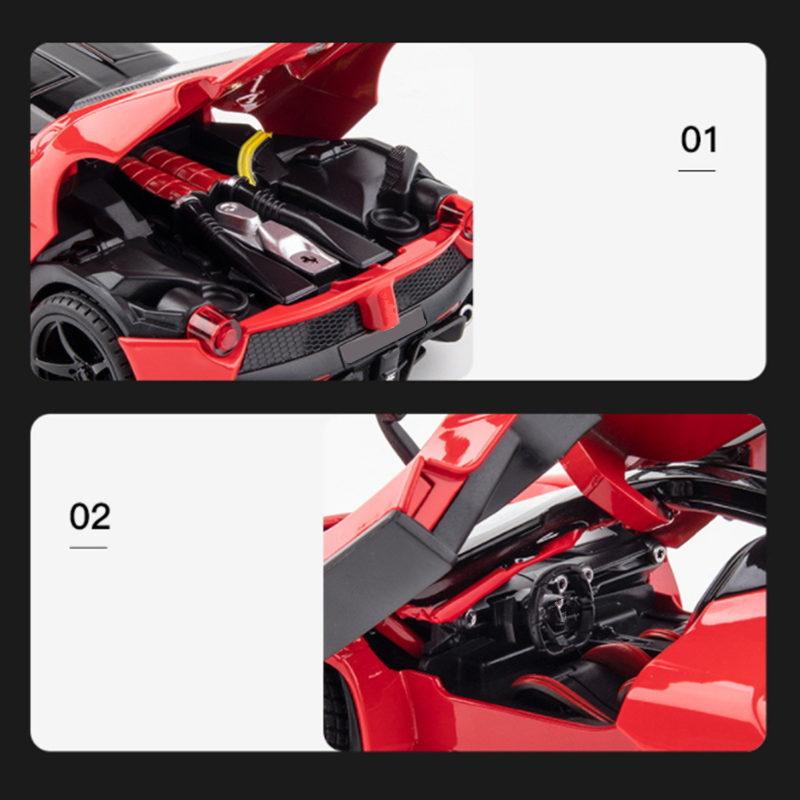 AAYG1 1:24 Laferraris Alloy Sports Car Model Diecasts Metal Toy Racing Vehicles Car Model Simulation Sound Light Collection Kids Gifts