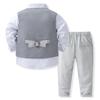 Gentleman Outfits Geburtstagskostüm für Jungen Kinder Frühling Herbst Boutique Bekleidungsset Einfarbiger Westenanzug Kinder Baumwolle Festliche Kleidung