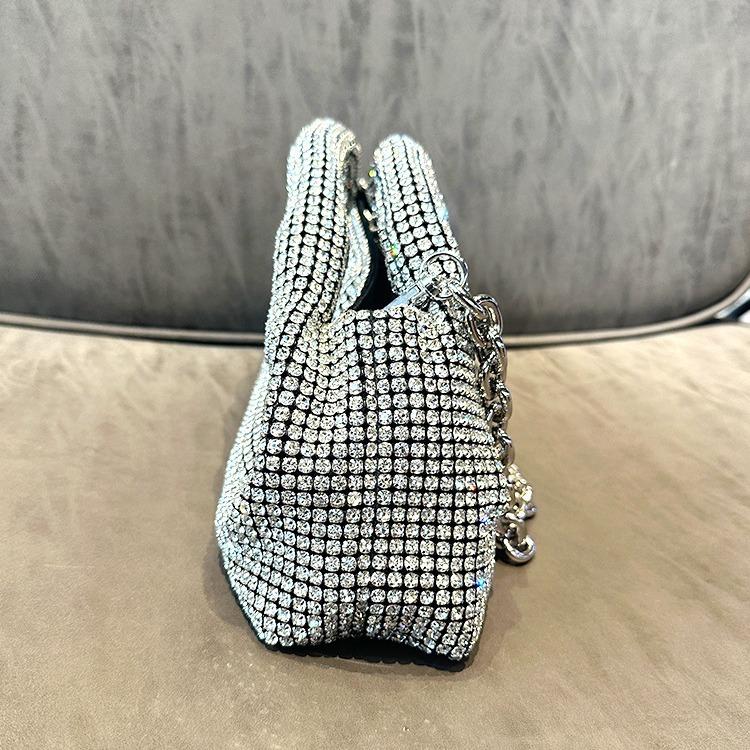 Dw Diamond Women'S Handbag Premium Rhinestone Dumpling Bag Fashion Chain Underarm Dinner