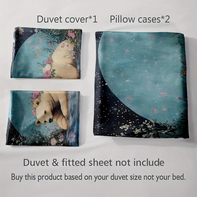Blumen Eisbär. Bettwäsche Bettbezug-Sets Bettbezüge Kissenbezüge Geschenke (1 * Bettbezug 2 * Kissenbezüge, ohne Bettdecke)