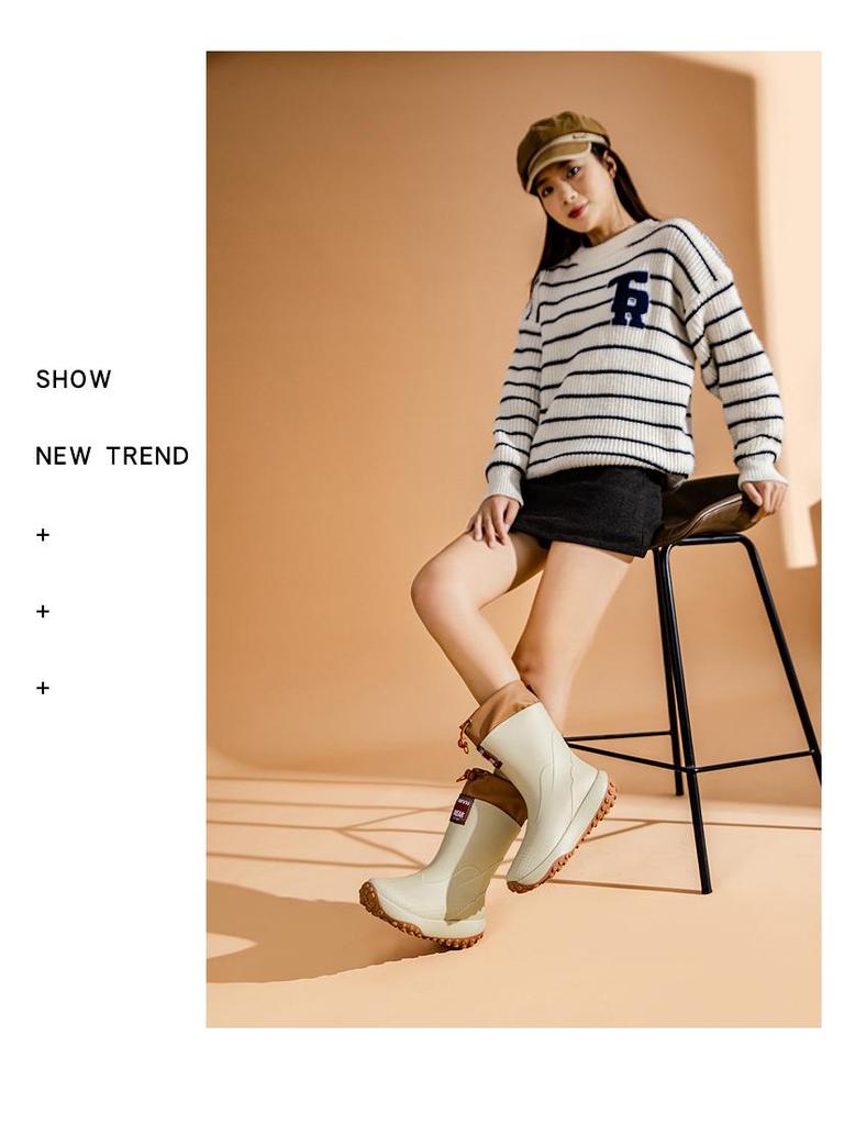 Unisex Baby-Regenstiefel - Kurz, Rutschfest, Winddicht, Aus einem Stück geformtes Gummi mit warmem Kordelzug am Knöchel.