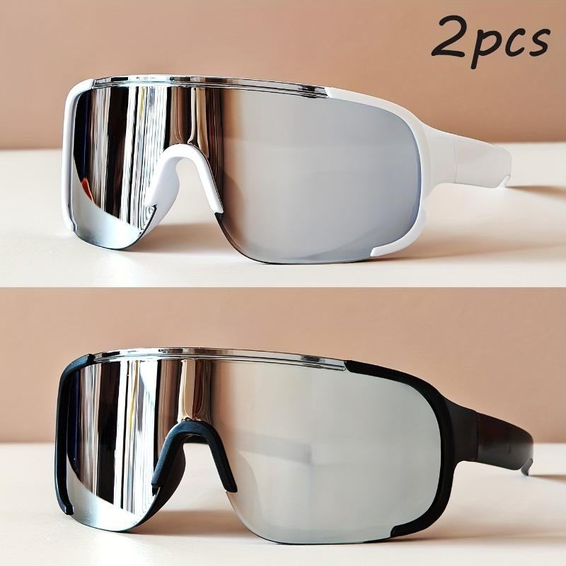 2PCS Y2K Future Technology Style Unisex Fashion Large Frame Glasses Comfortable Anti Slip Legs