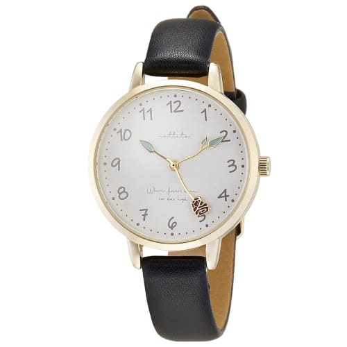 Fieldwork Analog Watch, Flury, Floral Motif, Leather Strap, GY039P-4, Women's, Black