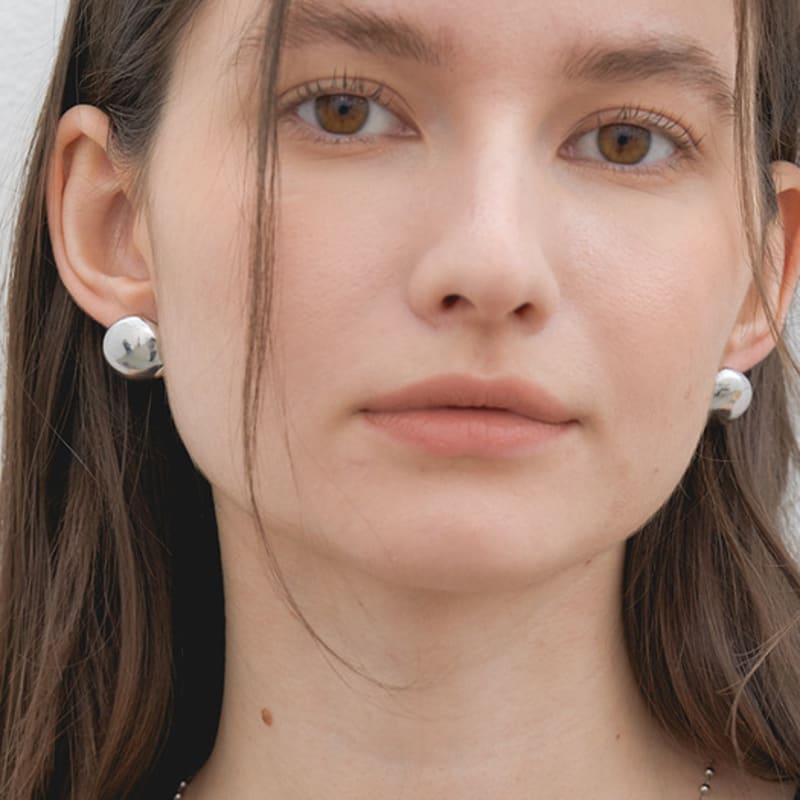 Halden Simple Large Round Earrings (E031_silver)