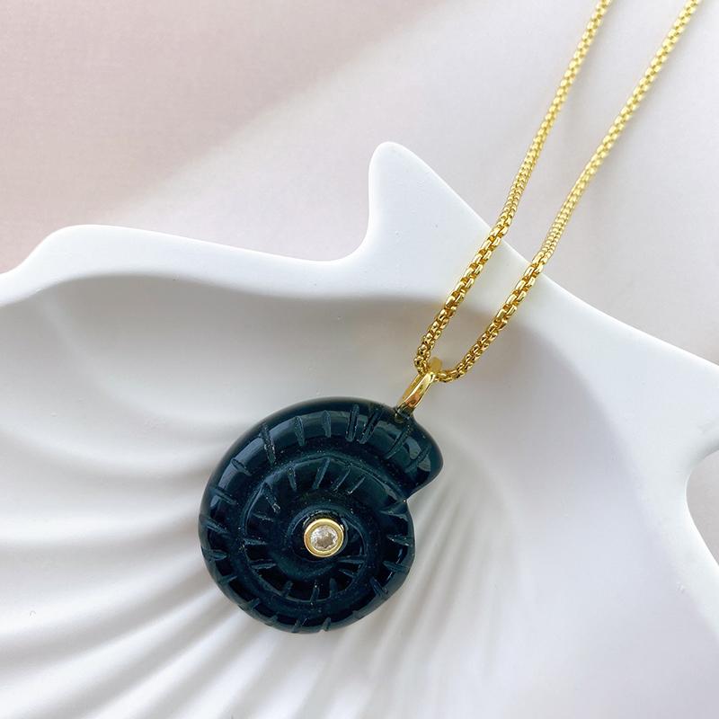 Snail Shell Shaped Carved Natural Crystal Stones With Zircon Amethyst Quartz Tiger Eye Gemstone For Diy Necklace Pendant
