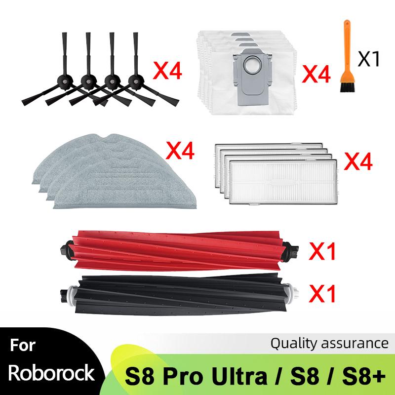 For Roborock S8 S8 Pro Ultra S8+ G20 Robot Vacuum Spare Parts Main Side Brush Mop Hepa Filter Dust Bag Cleaning Rolling Brush