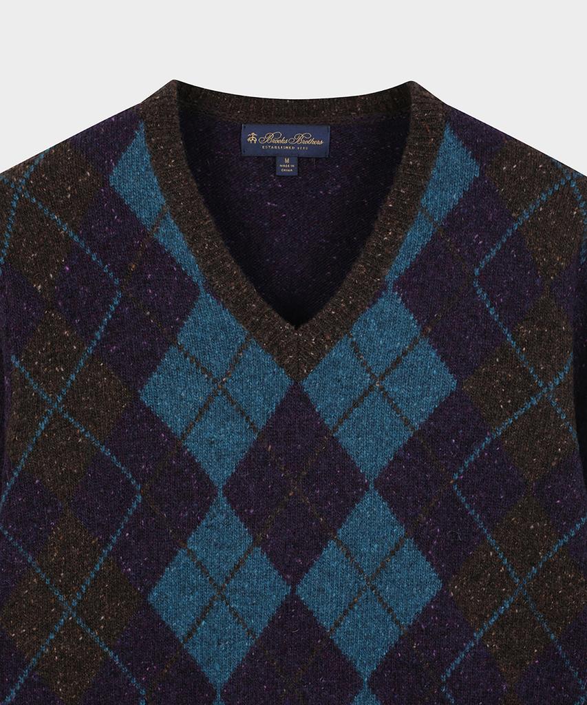 BROOKS BROTHERS Archive Argyle V-Neck Sweater (Purple) (Bbwnmm3931Tew)