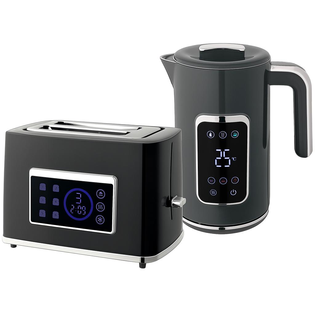 Touch Screen Kettle and Toaster Set - Grey