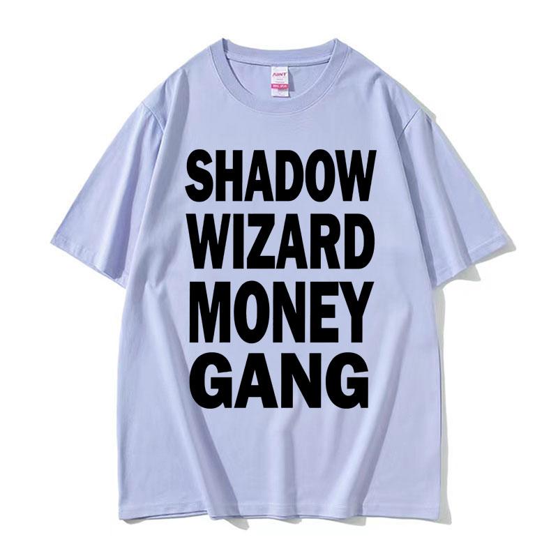 Joeyy Schattenzauberer Geld Gang Buchstaben Druck T-Shirts Lustiges Y2K Meme T-Shirt Herren Damen Harajuku Hip Hop Übergroßes Street T-Shirt