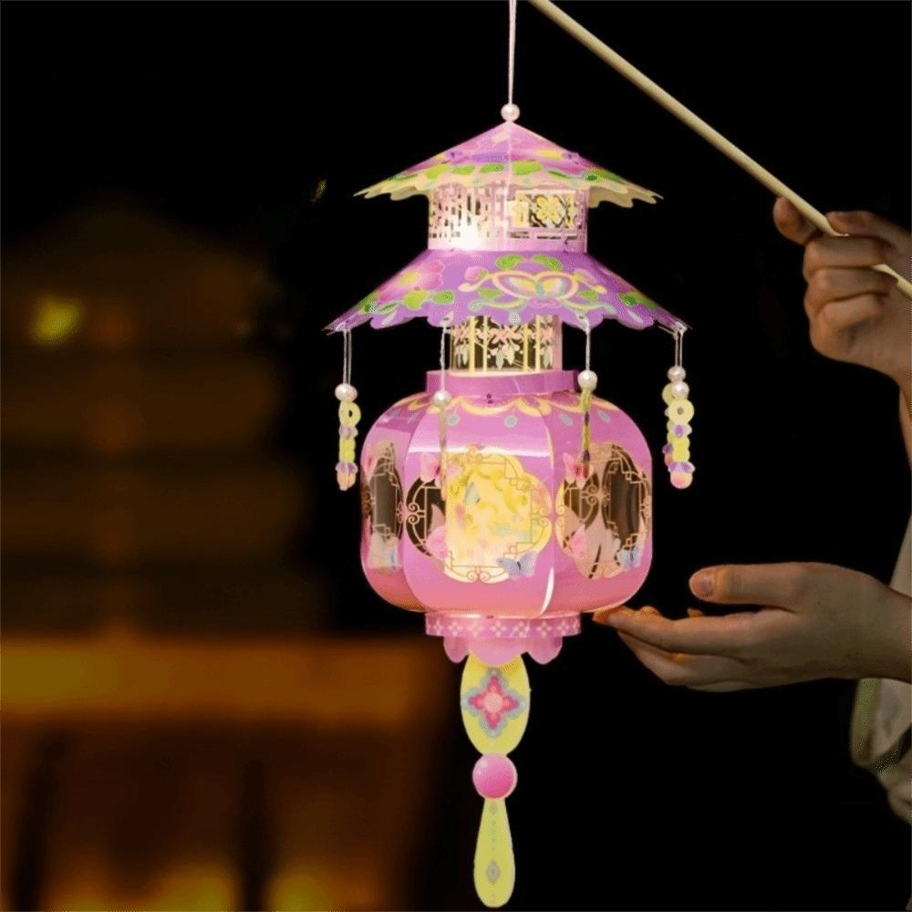 Pagoda DIY Craft Material Kit Lightweight Hanging LED Lantern Handheld Lantern Holiday Decorations