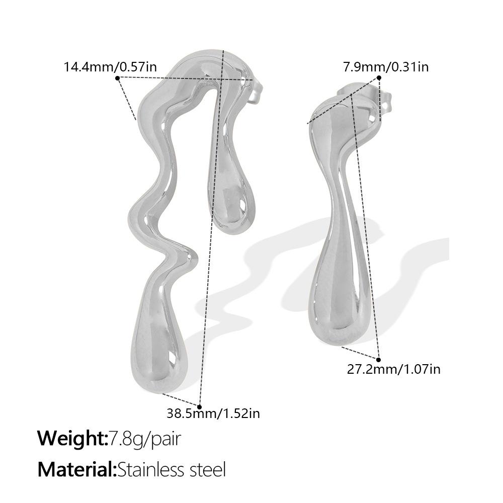 Retro Lava Irregular Titanium Steel Water Drop Stud Earrings for Women