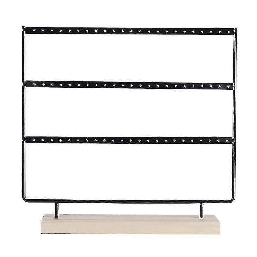 3-Tier 72-Hole Earring Stand, Wooden Base, Jewelry Display Storage Rack