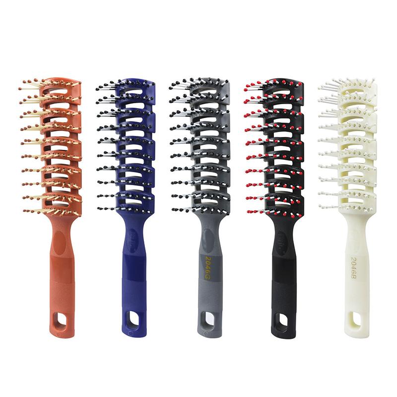 Salon Household Professional Rib Comb of Men’s Pomade Hair Styling Massage Curling Hairbrush for Inner Buckle Modeling