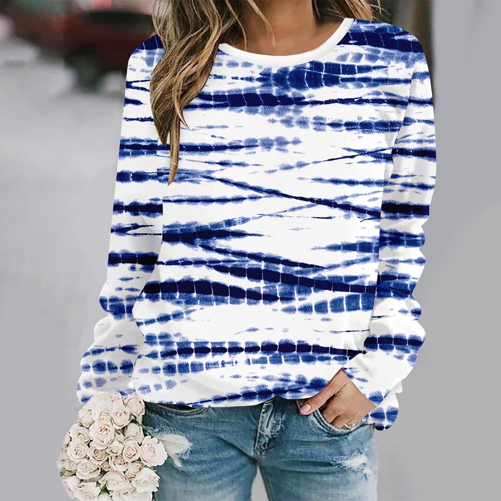 2025 Otoño e invierno nueva moda cuello redondo manga larga estampado elegante casual sudadera holgada