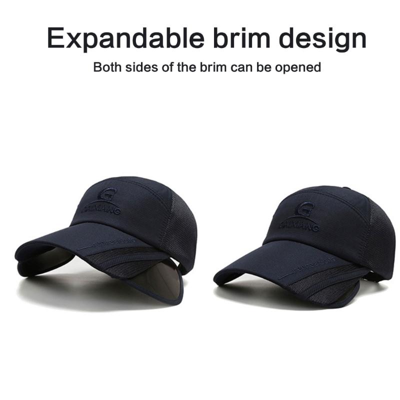 Unisex Baseball Caps Retractable Brim Polyester for Sun Hat for Spring Summer Adult Outdoor Adjustable Visor Cycling Hat