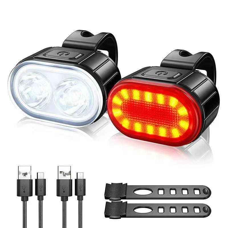 Super jasná vodotěsná USB dobíjecí sada předního a zadního světla na kolo pro noční jízdu