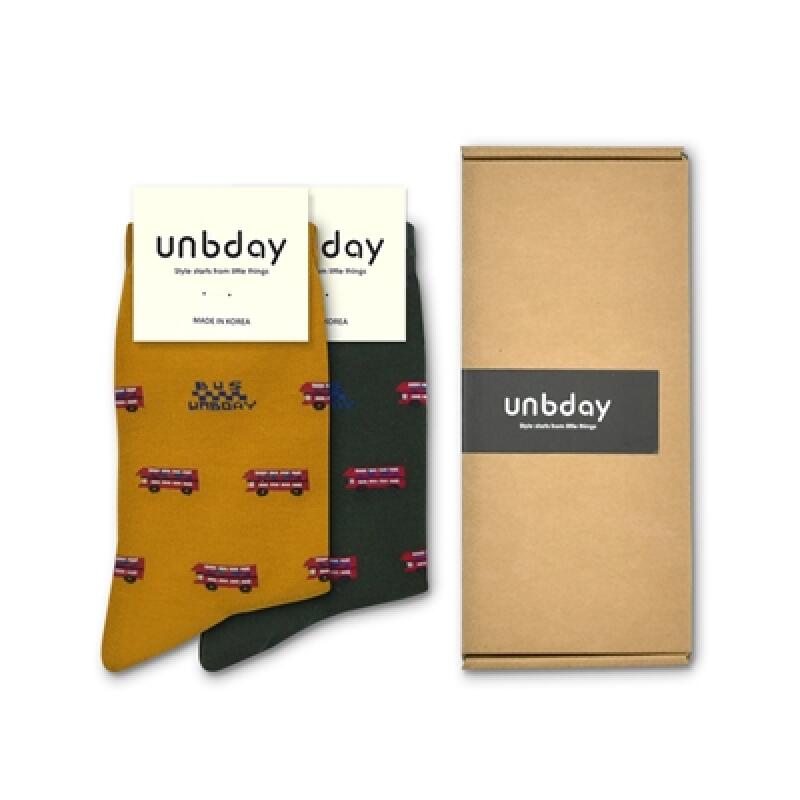 [2PACKS] Unisex Bus Pattern Socks 2P SET dark green