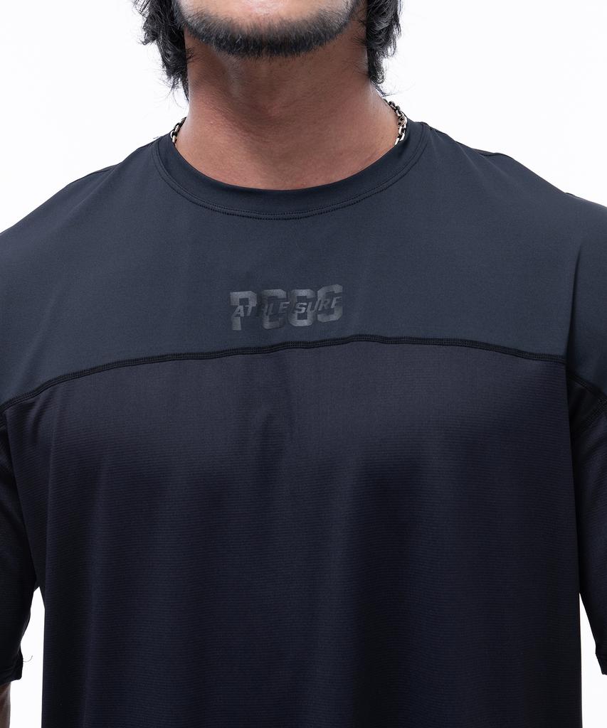 Pijikeolgameoncheu P2407 Mesh Color Block Functional Oversized Short Sleeve [Black]