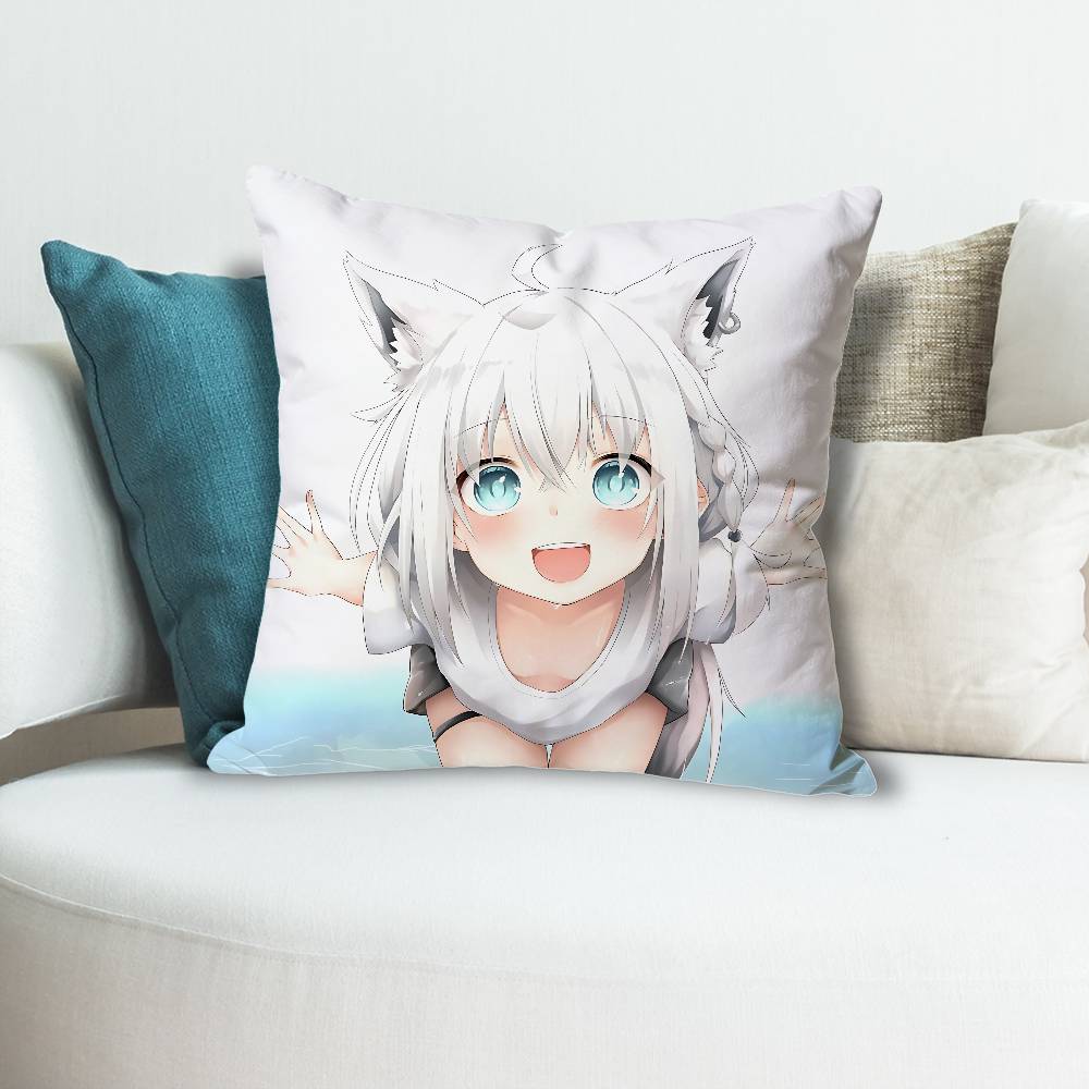Cute SShirakami FFubuki Anime Celebrity Merchandise AllMatch Printed Pillow Case Sofa Car Office Room Decoration Protector
