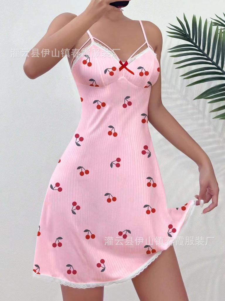 New deep suspender lace nightdress slim fit comfortable breathable quick drying loungewear pajamas women's summer