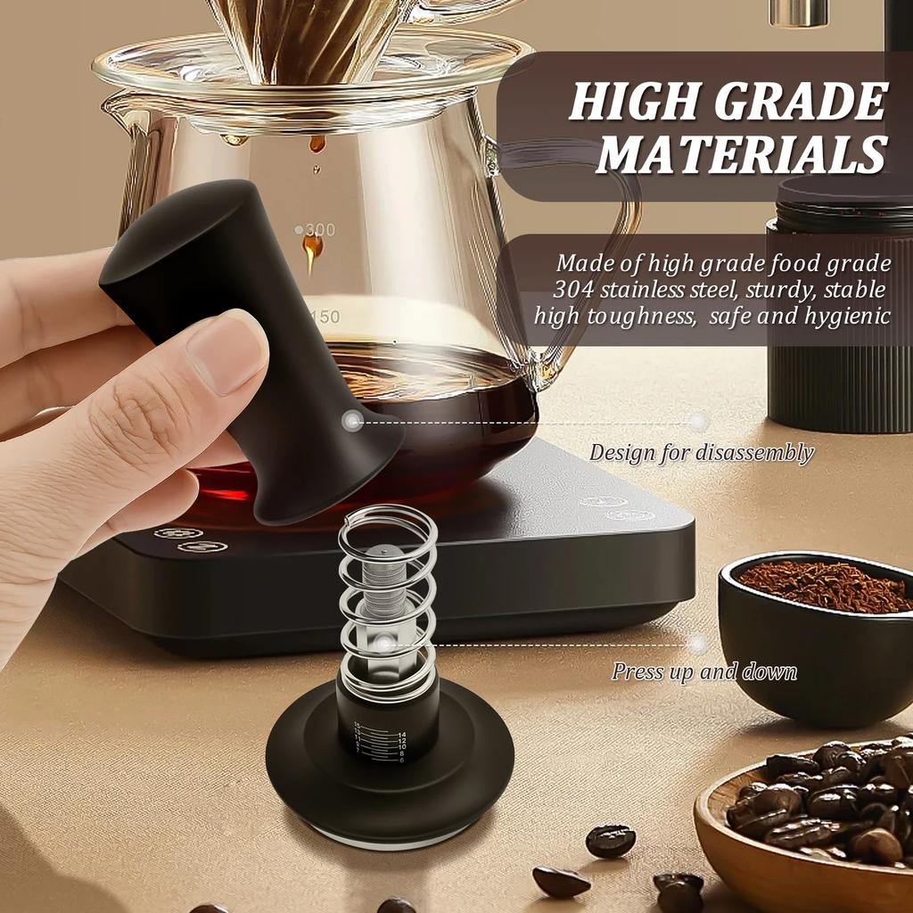 5/2pc 51MM Espresso Tamper Coffee Ground Tamper Tool with Constant Pressure Calibrated Spring Professional Espresso Hand Tampers