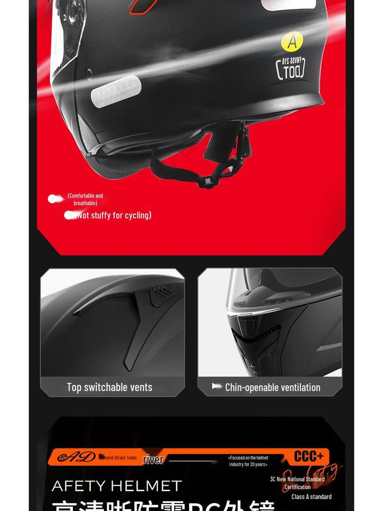 Smart Motorcycle Helmet with Flip-up Taillight for All-Season Off-road Riding