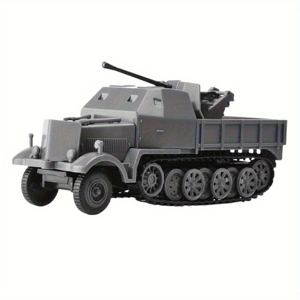 1:Miniatur-Halbkettenfahrzeug im Maßstab 1:72, Modellspielzeug, FLAK37 aus dem Zweiten Weltkrieg, 4D-Montagefahrzeug, DIY-Kit