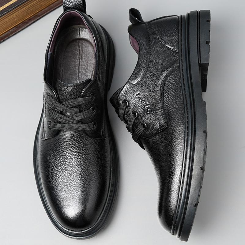 Модная мужская осенне-зимняя новая кожаная обувь на мягкой подошве — фото 6