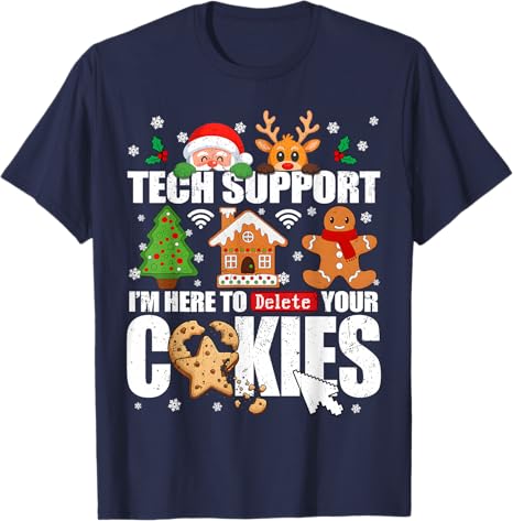Technical Support To Remove Your Cookies Mens Ugly Christmas IT Nerd Tshirts Y2k Santa Claus Pajamas Family Matching Tshirt