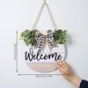 Eucalyptus Welcome Graceful Sign With Chic Black And White Plaid Bow For Decor Seasonal