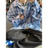 Spring and autumn high-end retro tie-dye plaid shirt men's long-sleeved versatile simple jacket