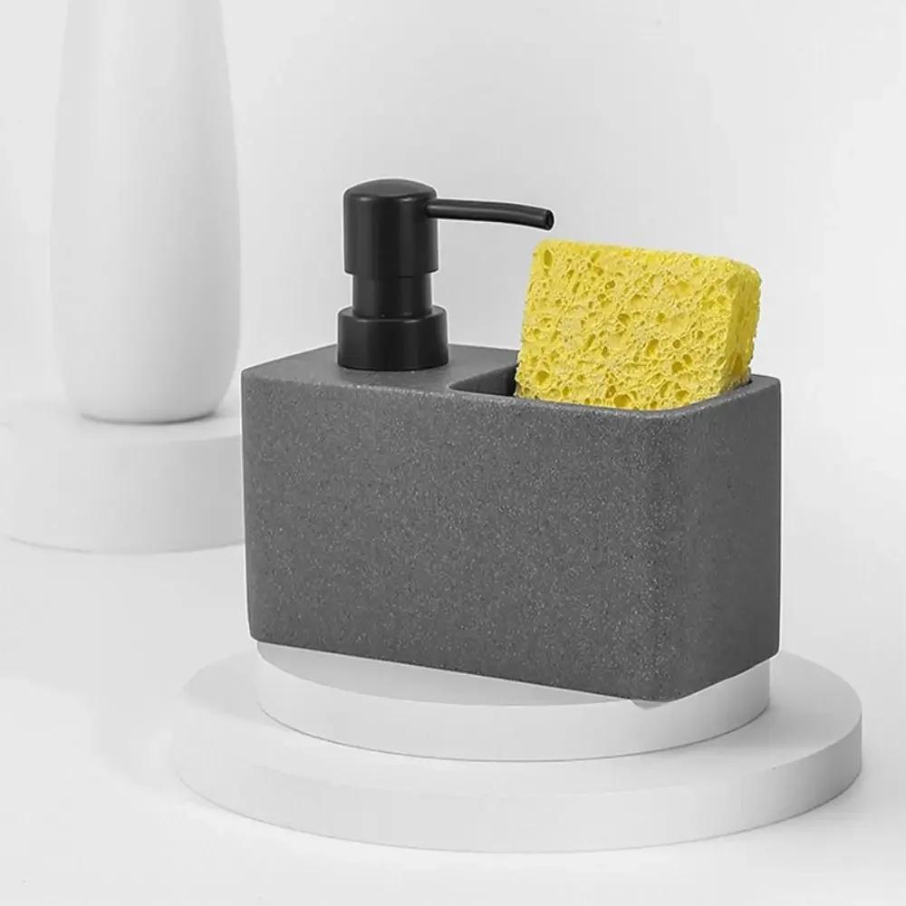 2 in 1 marble texture soap dispenser and sponge holder, elegantly designed lightweight luxury organizer, bathroom
