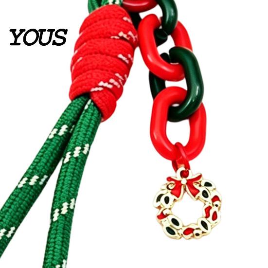 Braided Rope Lanyard Christmas Wristlet Keychain, Keychain with Santa Snowman Xmas Decorative Reindeer Charm, for Backpacks Hangbags Festive