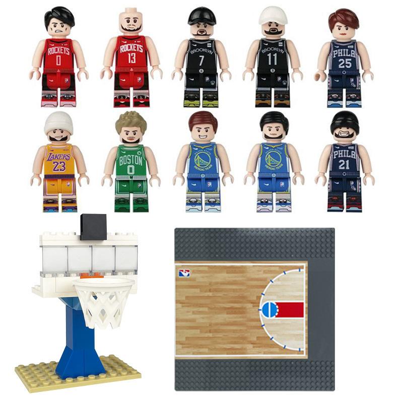 Set da Pallacanestro Blocchi da Costruzione Canestro da Pallacanestro Base per Campo da Pallacanestro Giocattolo a Particelle Piccole Sacchetto