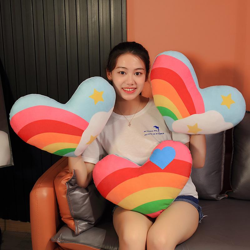 Girl Heart Rainbow Love Pillow Plush Toy Doll Girl Bed Sleeping Pillow Doll Children'S Rag Doll