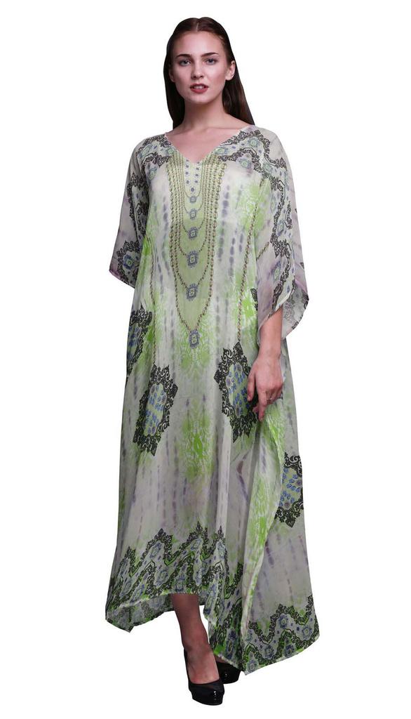 Phagun Tie & Dye Shibori Ladies Plus Size Kaftan Summer Wear Beach Coverup Kimono