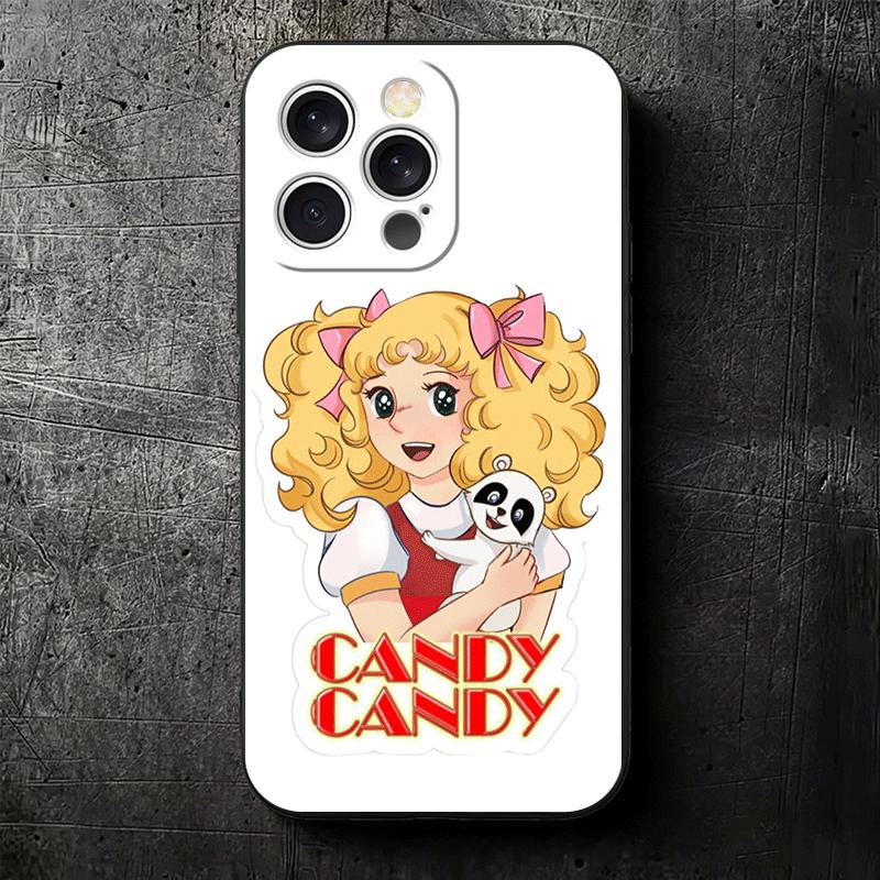 Anime Candy Candy Soft Phone Case for iPhone 16 16E 17 Air 15 Pro Max 14 Plus 13 Mini 11 12 7 Black Cover Back Shell