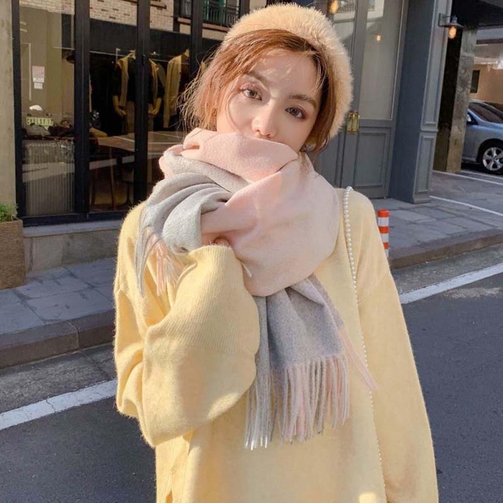 Soft Knitted Wool Scarf Wool Long Neckscarf with Tassel Large Classic Plaid Scarf  Winter