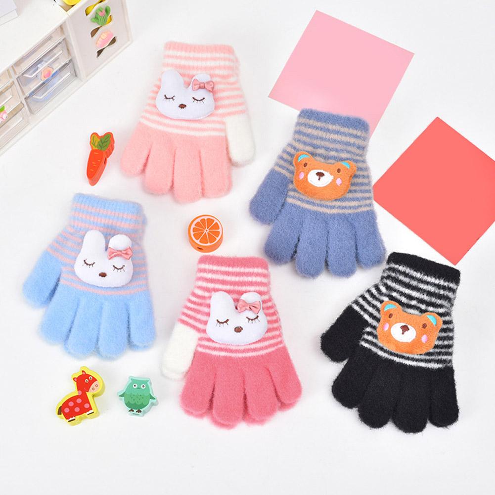 Vinter Barnhandskar Helfingerhandskar Stickade Mjuka Barnvantar Pojkar Flickor Handskar Tjocka Håll Varma Hösthandskar
