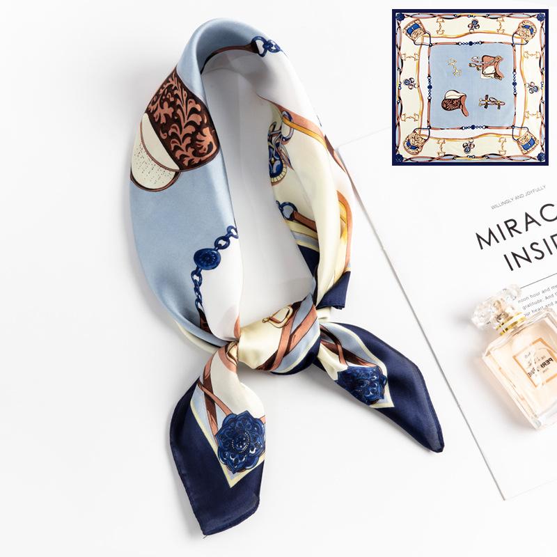 Silk scarf small square scarf women's scarf neck cover neck French winter early spring versatile Korean version decorative scarf neck protection scarf