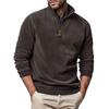 Men's Long Sleeved Zipper Stand Up Collar Sweatshirt Men's Collar Imitation Leather Thread Pullover Top