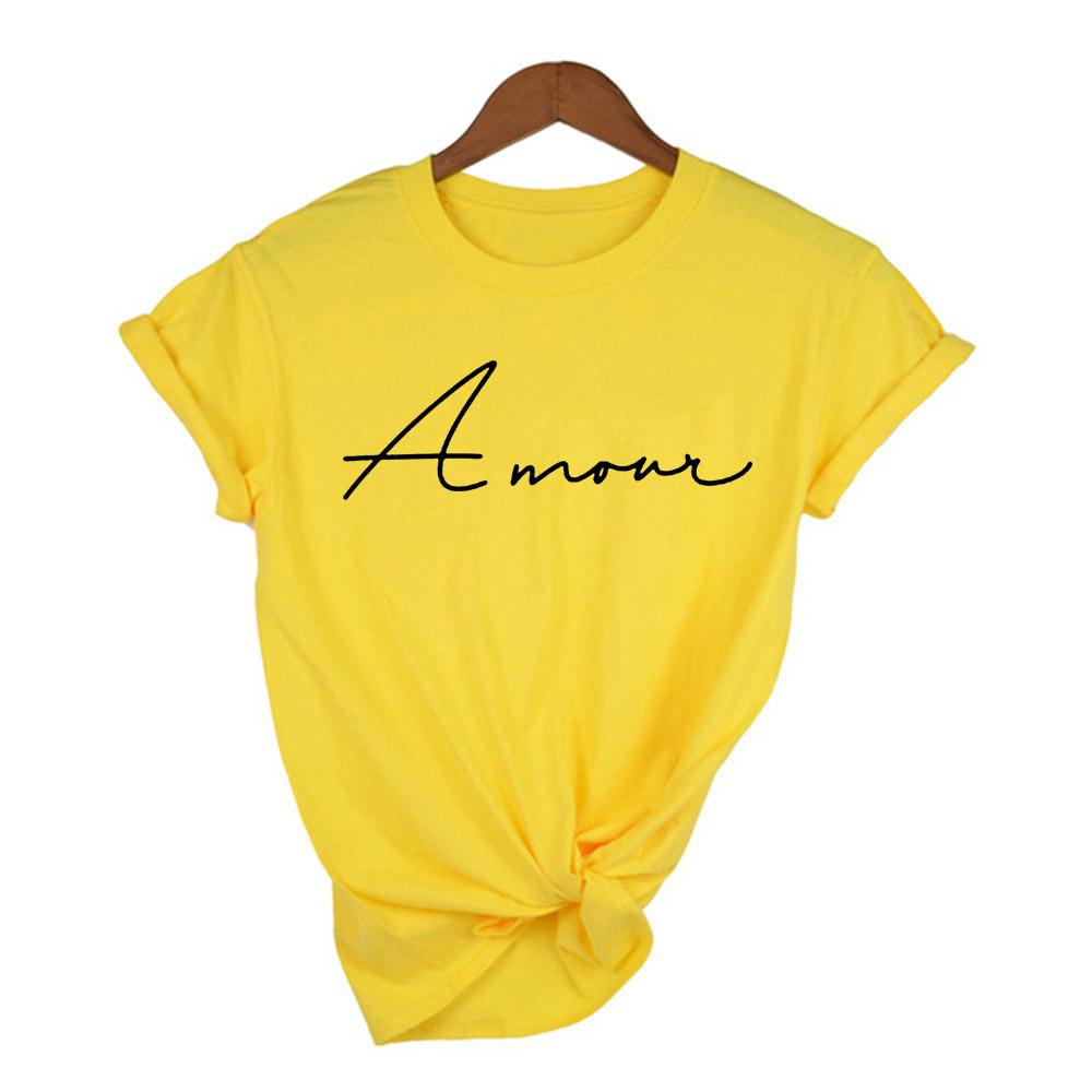 Women Fashion France Amour Letters Print T Shirt Short Sleeve Casual Love Shirts Feminist Paris Female