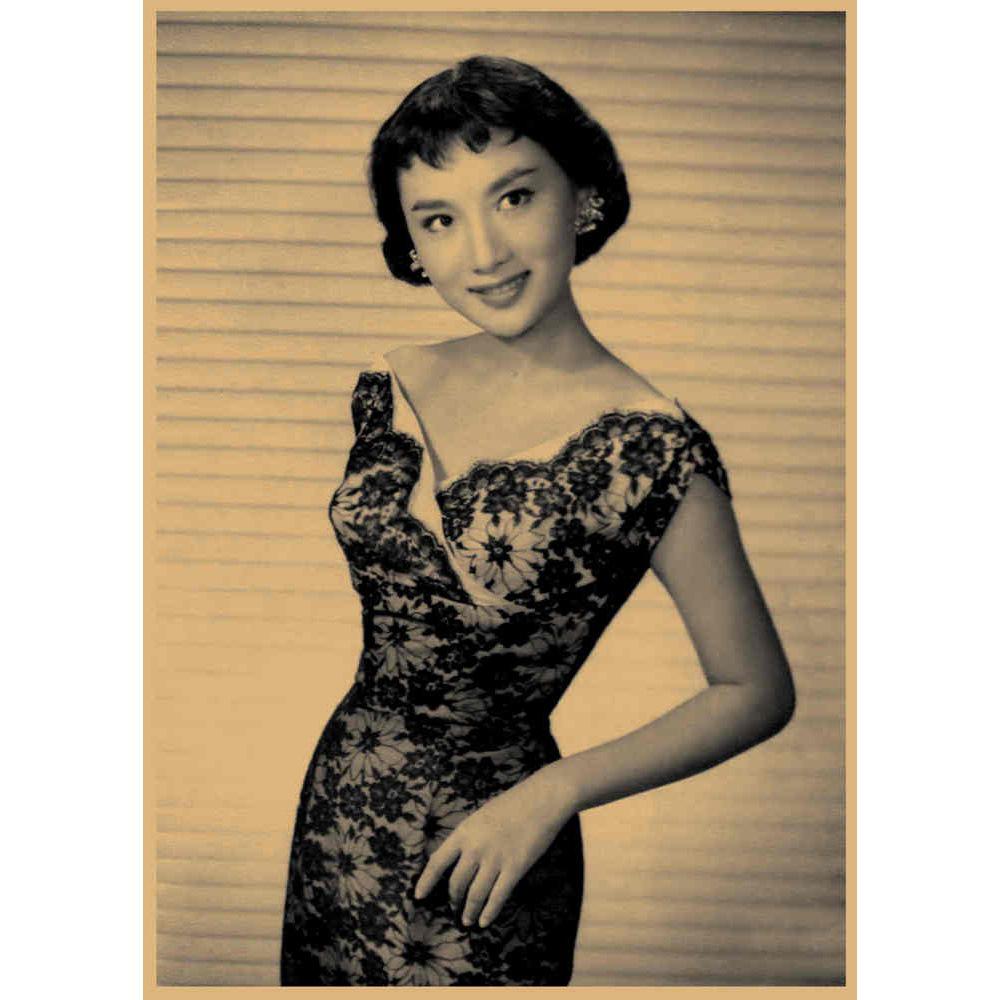 

Republic of China Era Film Star Xia Meng Retro Nostalgic Kraft Paper Wall Poster - Beautiful Woman Decorative Mural 29.7X42cm (A3 size)