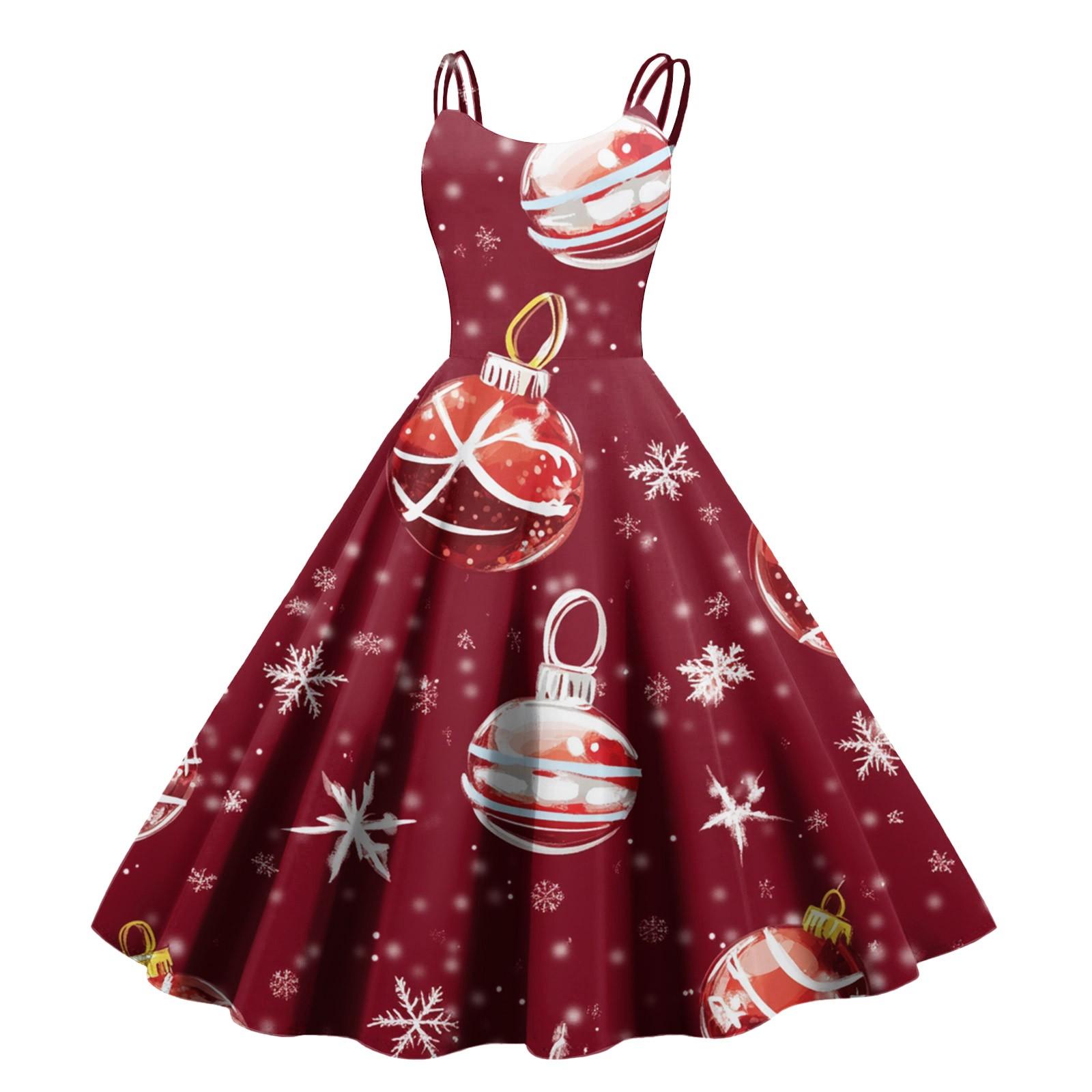 

Женское повседневное модное рождественское платье с принтом в стиле панк с открытыми плечами в стиле ретро XL красный